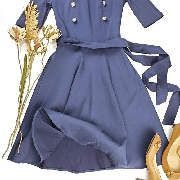 Comila Vintage 50 60's Style Navy Dress Size Small - Picture 4 of 15